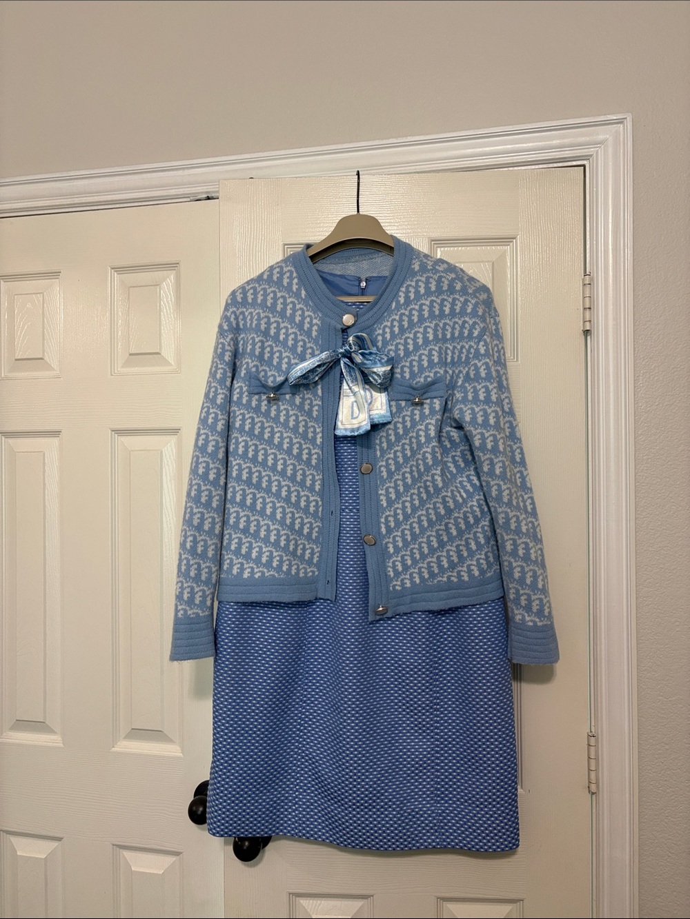 Styled Lot of 2 Light Blue Knit Two-Piece Dress Set. Tahari size 12.